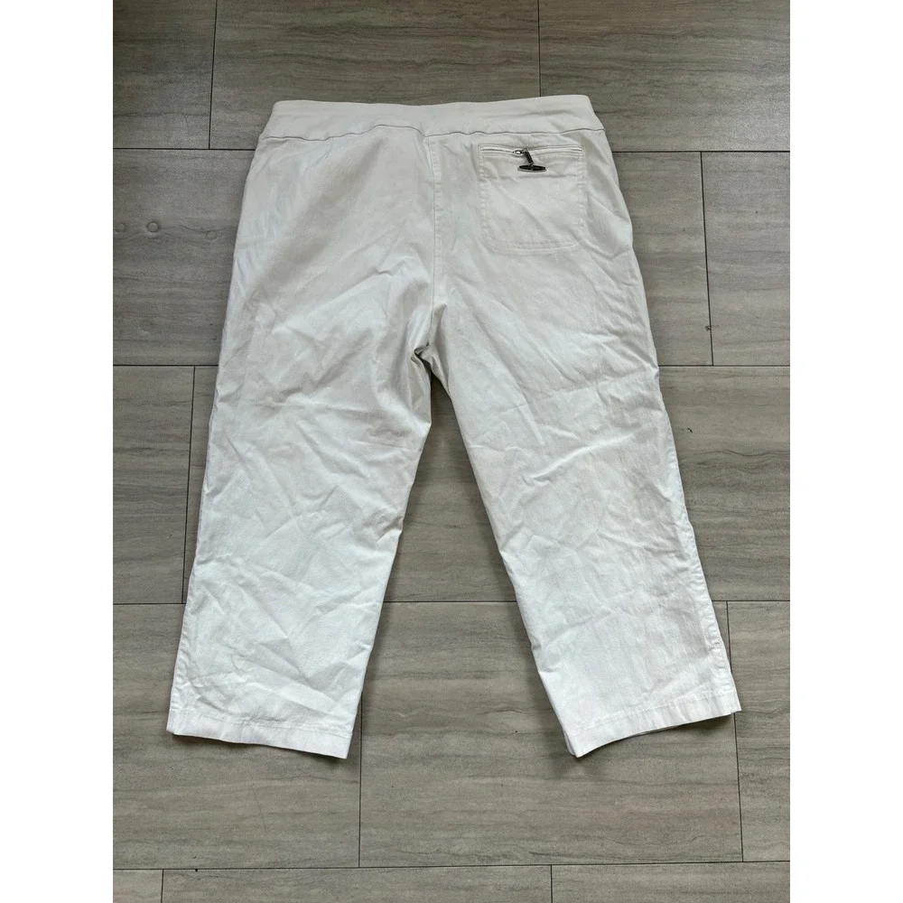 Jamie Sadock Womens White Capri Golf Pants Size 18 Stretch Cropped Button Hem